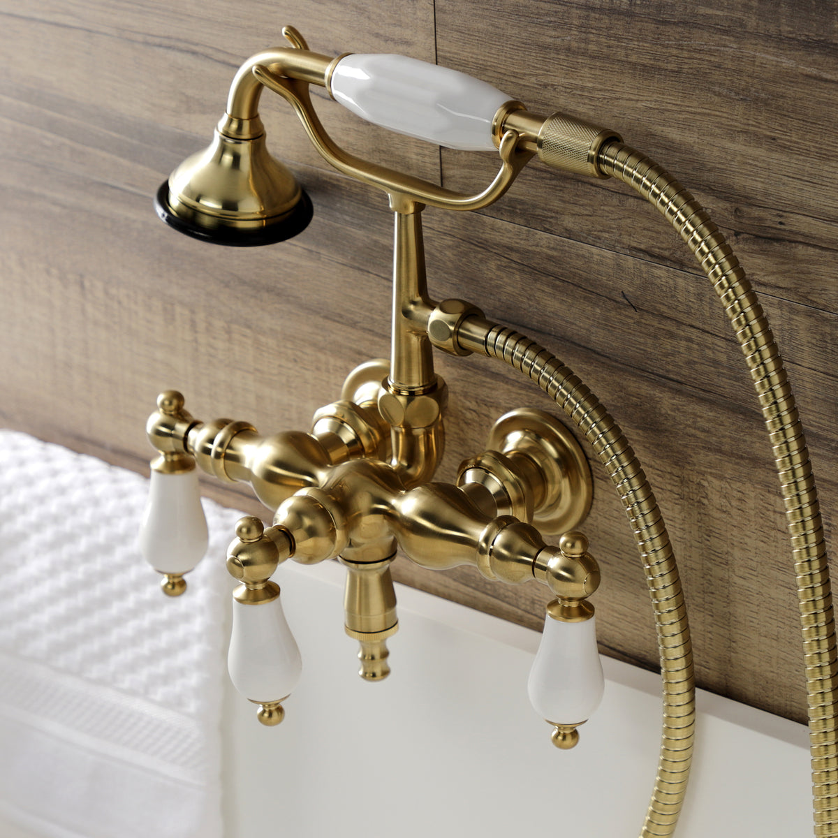 Aqua Vintage 3-3/8 Inch Wall Mount Tub Faucet with Hand Shower