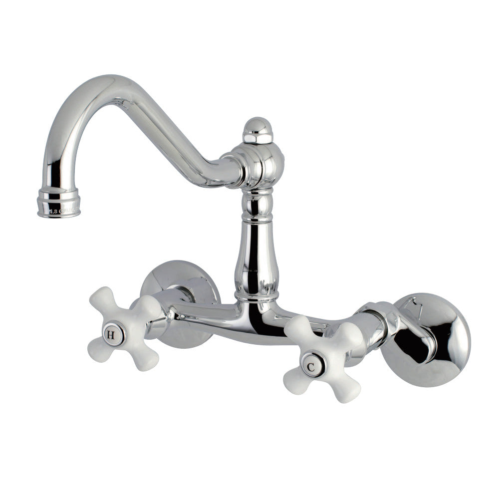 Kingston Brass KS3222PX Vintage 6" Adjustable Center Wall Mount Kitchen Faucet
