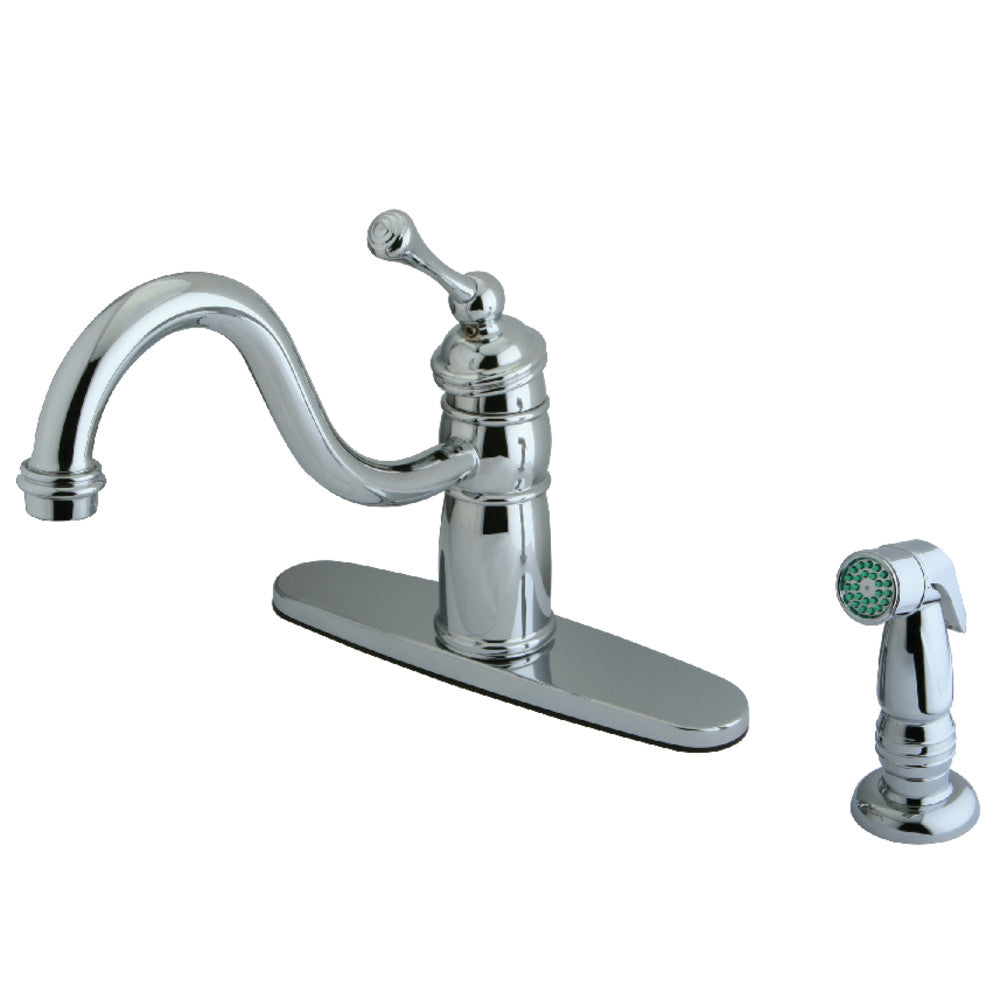 Kingston Brass KB1575BLSP Victoran Mono Deck Mount Kitchen Faucet