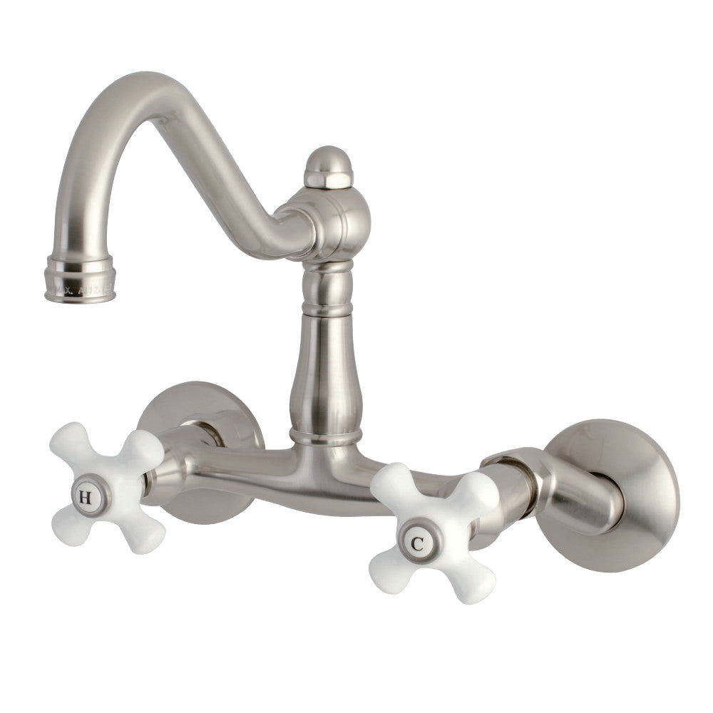 Kingston Brass KS3222PX Vintage 6" Adjustable Center Wall Mount Kitchen Faucet