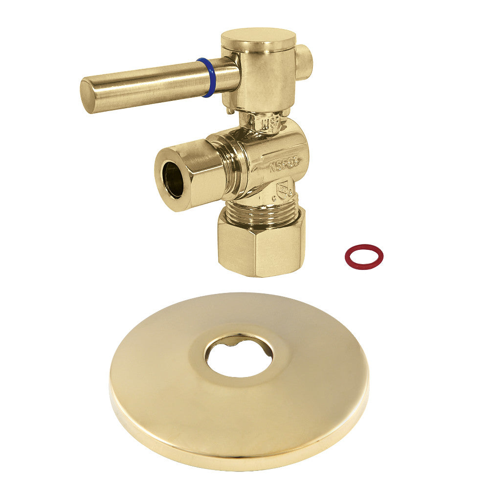 Kingston Brass 5/8-Inch X 3/8-Inch OD Comp Quarter-Turn Angle Stop Valve with Flange