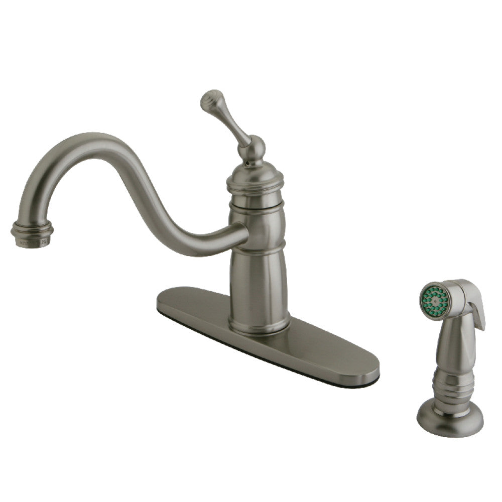 Kingston Brass KB1575BLSP Victoran Mono Deck Mount Kitchen Faucet
