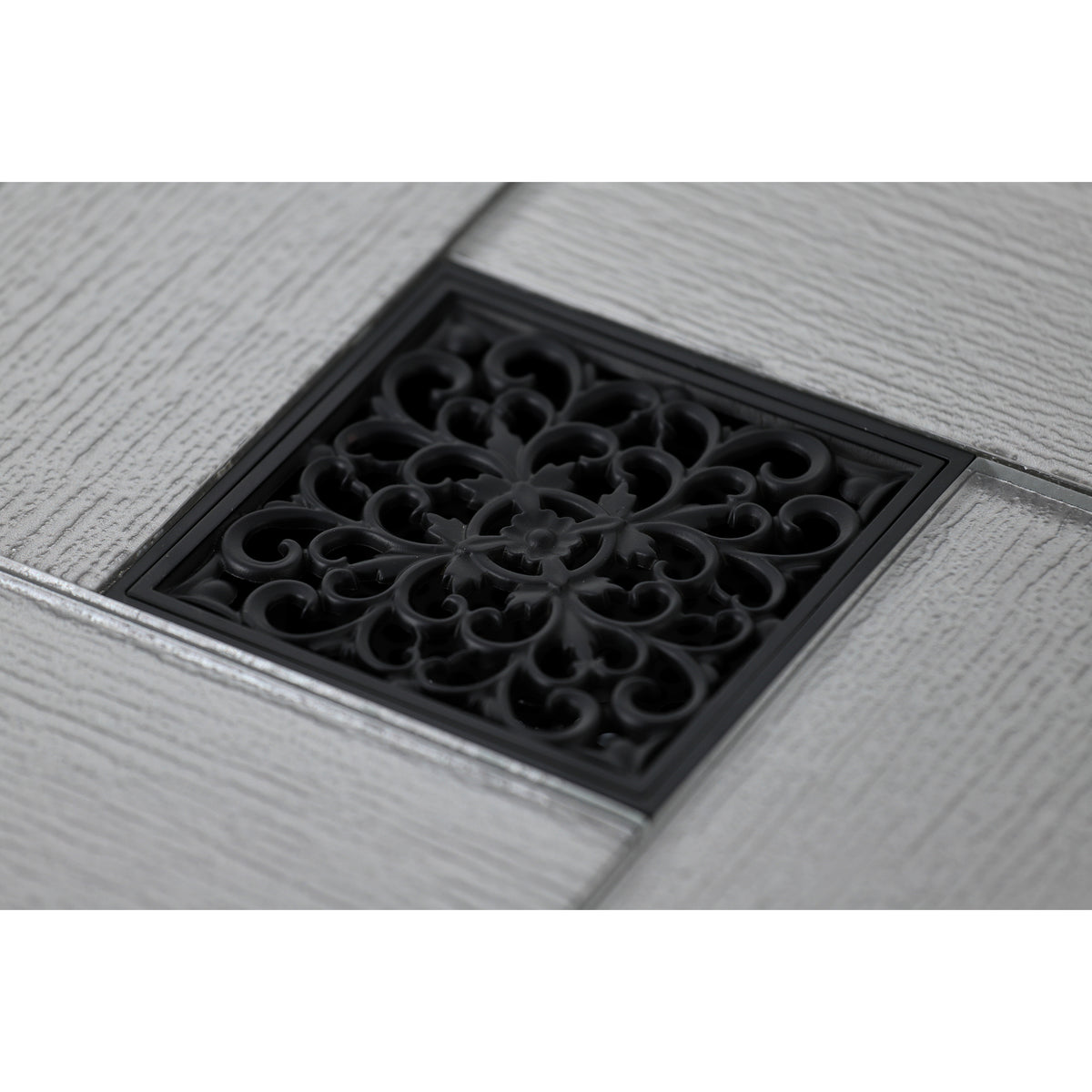 Kingston Brass Watercourse Scroll 4" Square Grid Shower Drain