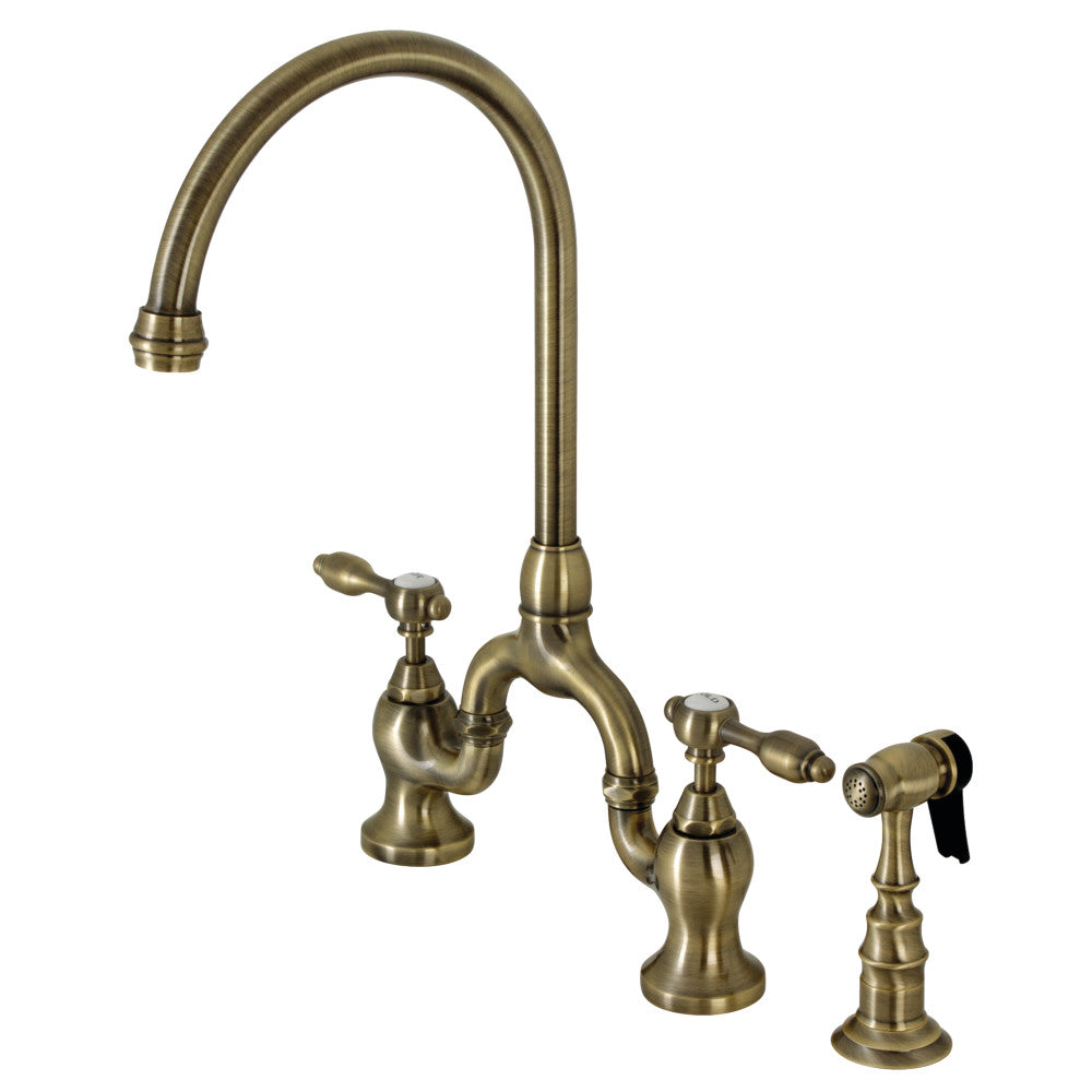 Kingston Brass KS7795TALBS Bridge Kitchen Faucet with Brass Sprayer
