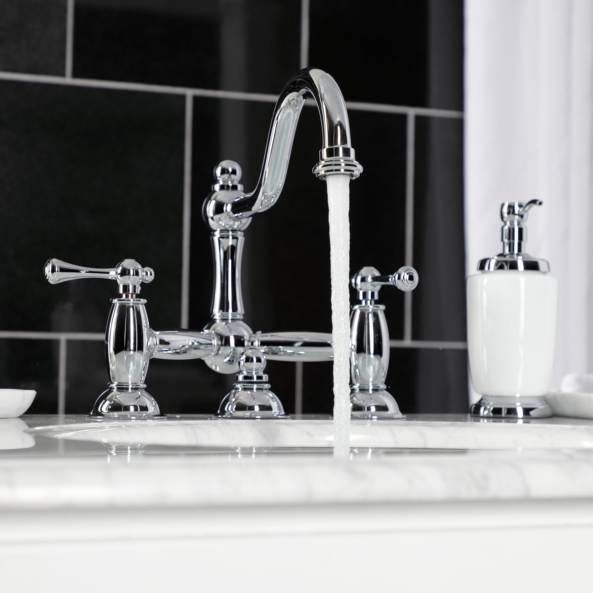 Kingston Brass KS3918BL Restoration Bathroom Bridge Faucet