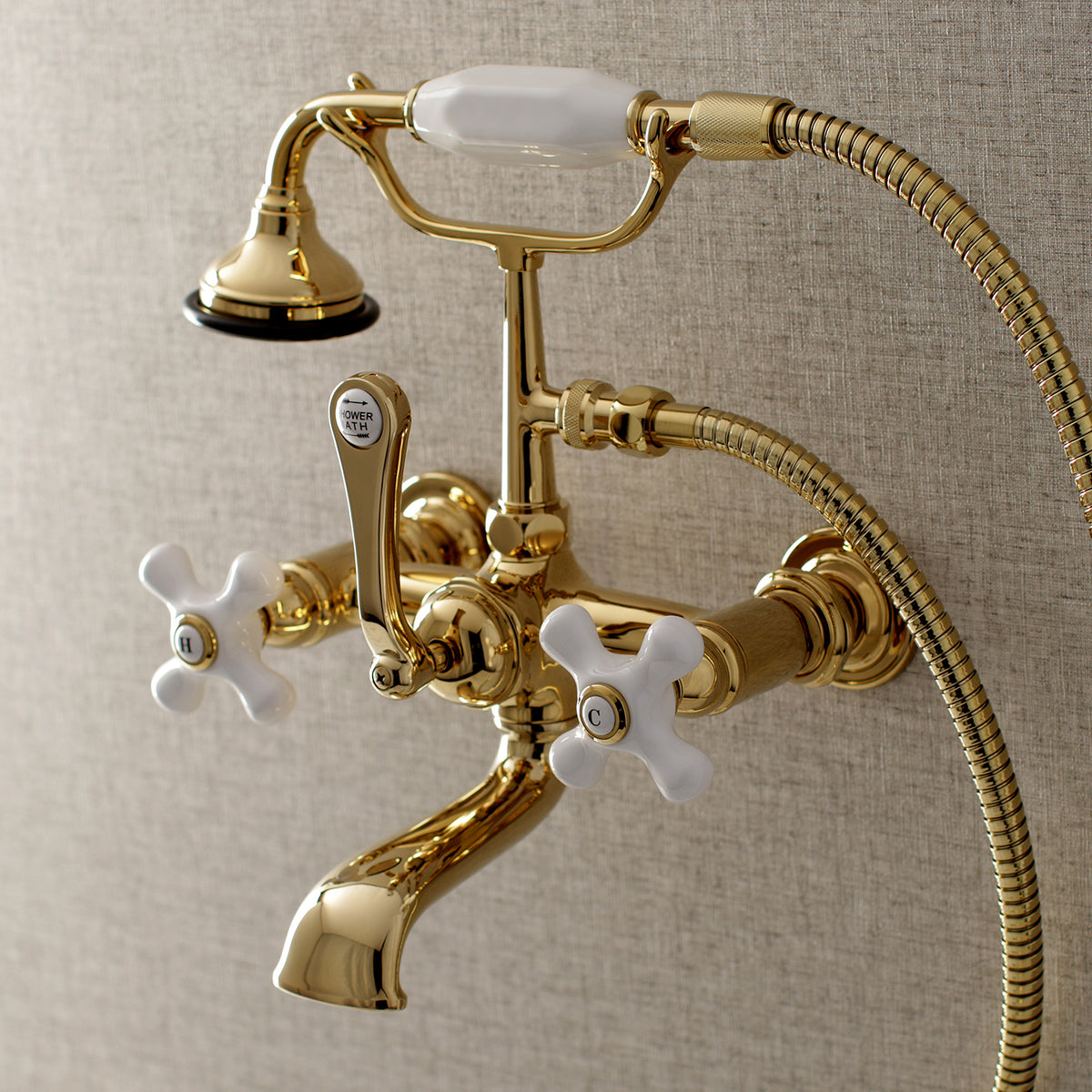 Aqua Vintage 7-Inch Wall Mount Tub Faucet with Hand Shower