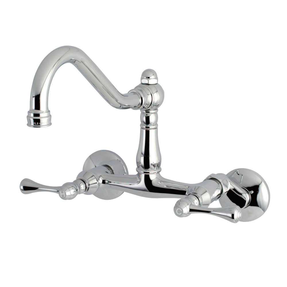 Kingston Brass KS322BLAC Vintage 6" Adjustable Center Wall Mount Kitchen Faucet