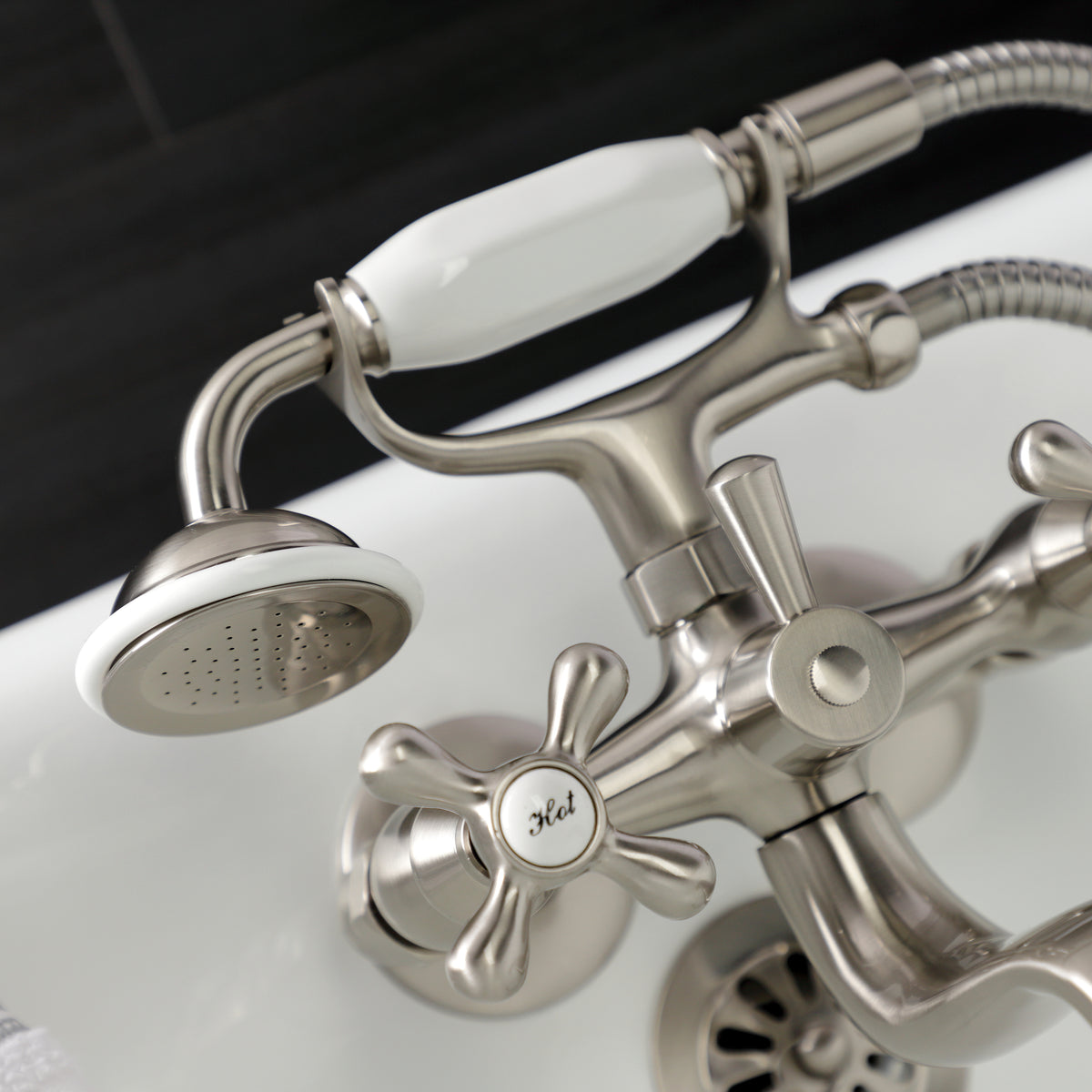 Kingston Wall Mount Clawfoot Tub Faucet with Hand Shower