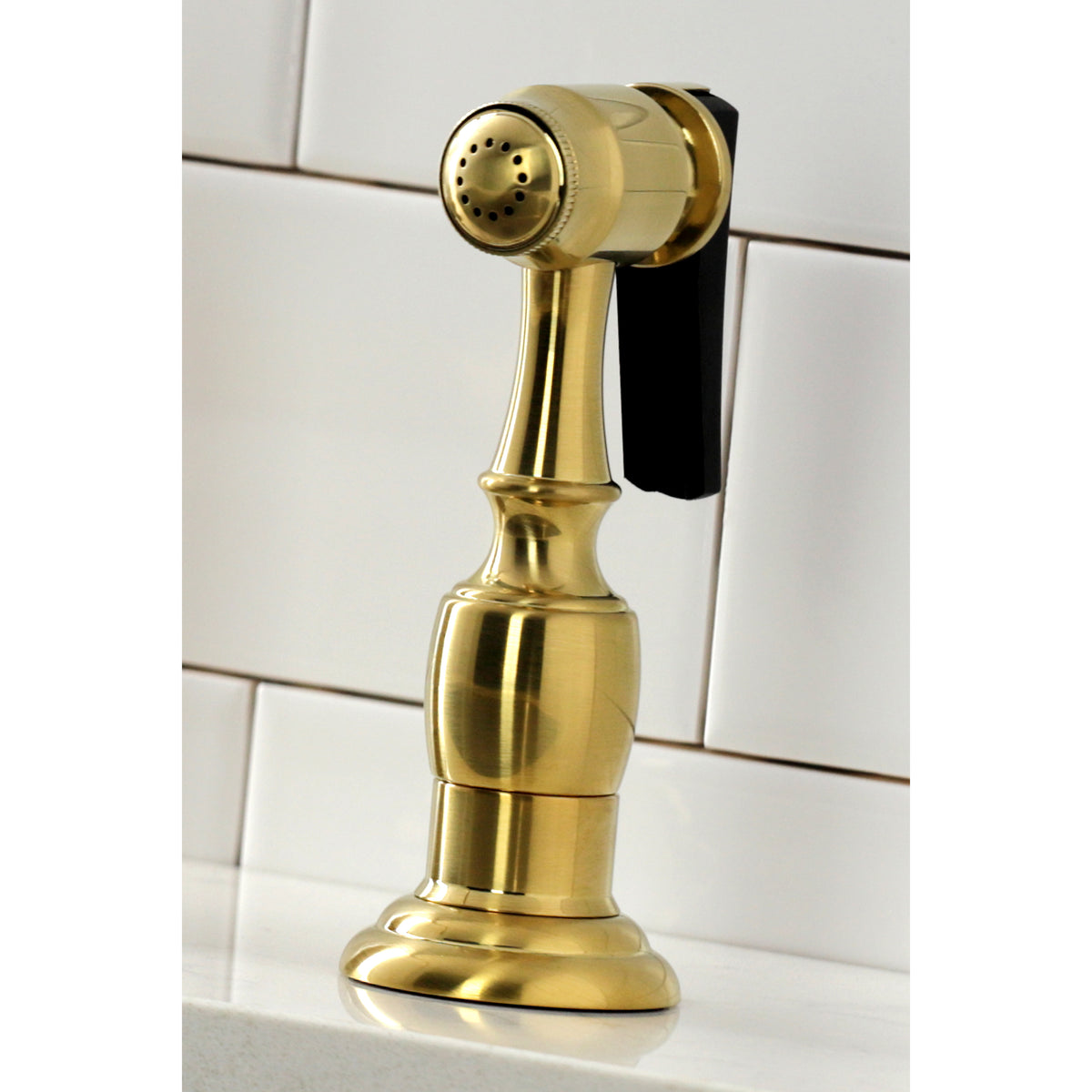 Kingston Brass KS1273PXBS Heritage Bridge Kitchen Faucet with Brass Sprayer