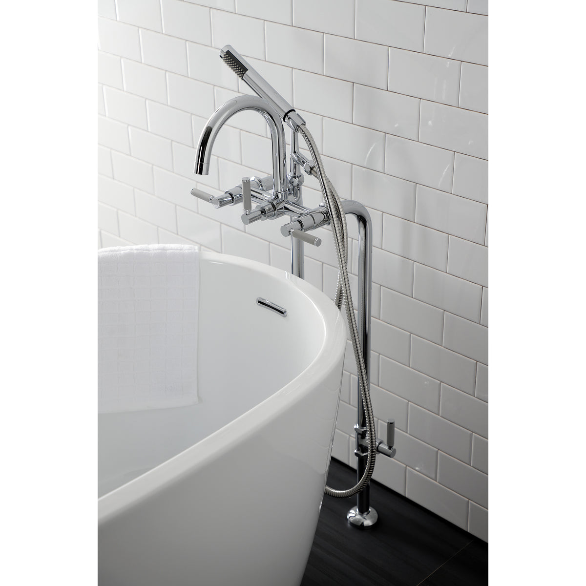 Aqua Vintage Concord Freestanding Tub Faucet with Supply Line, Stop Valve