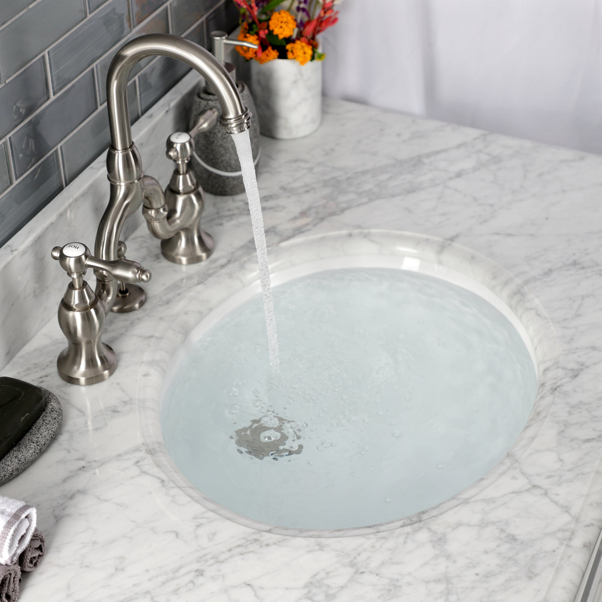 Kingston Brass KS7992TAL Tudor Bridge Bathroom Faucet with Brass Pop-Up