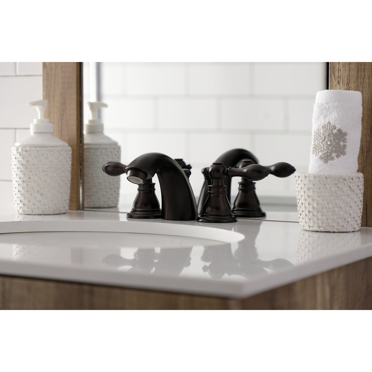 Kingston Brass KB958ACL American Classic Mini-Widespread Bathroom Faucet with Plastic Pop-Up