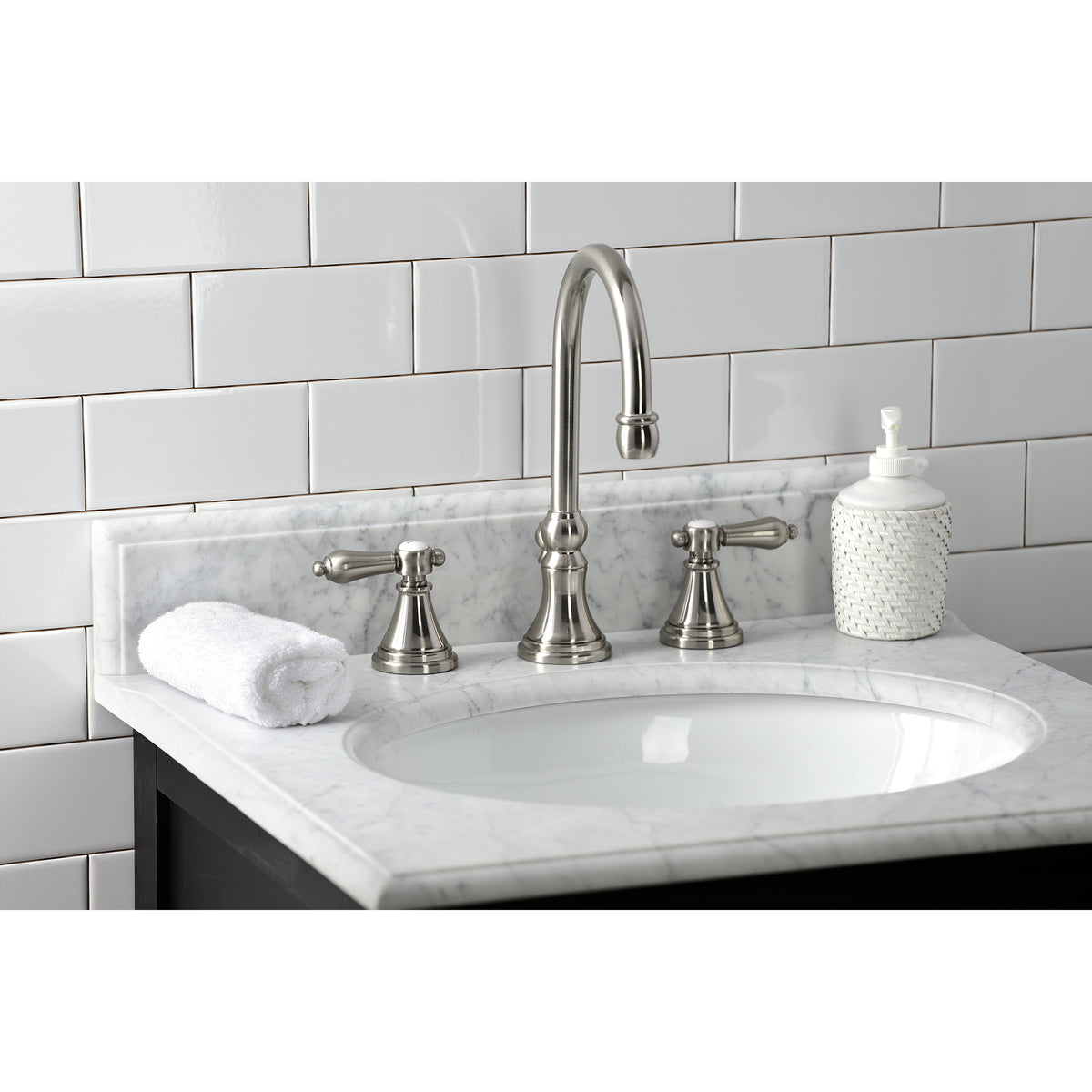 Kingston Brass KS2981BAL Heirloom Widespread Bathroom Faucet with Brass Pop-Up