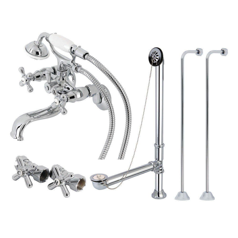 Vintage Wall Mount Clawfoot Tub Faucet Package with Supply Line
