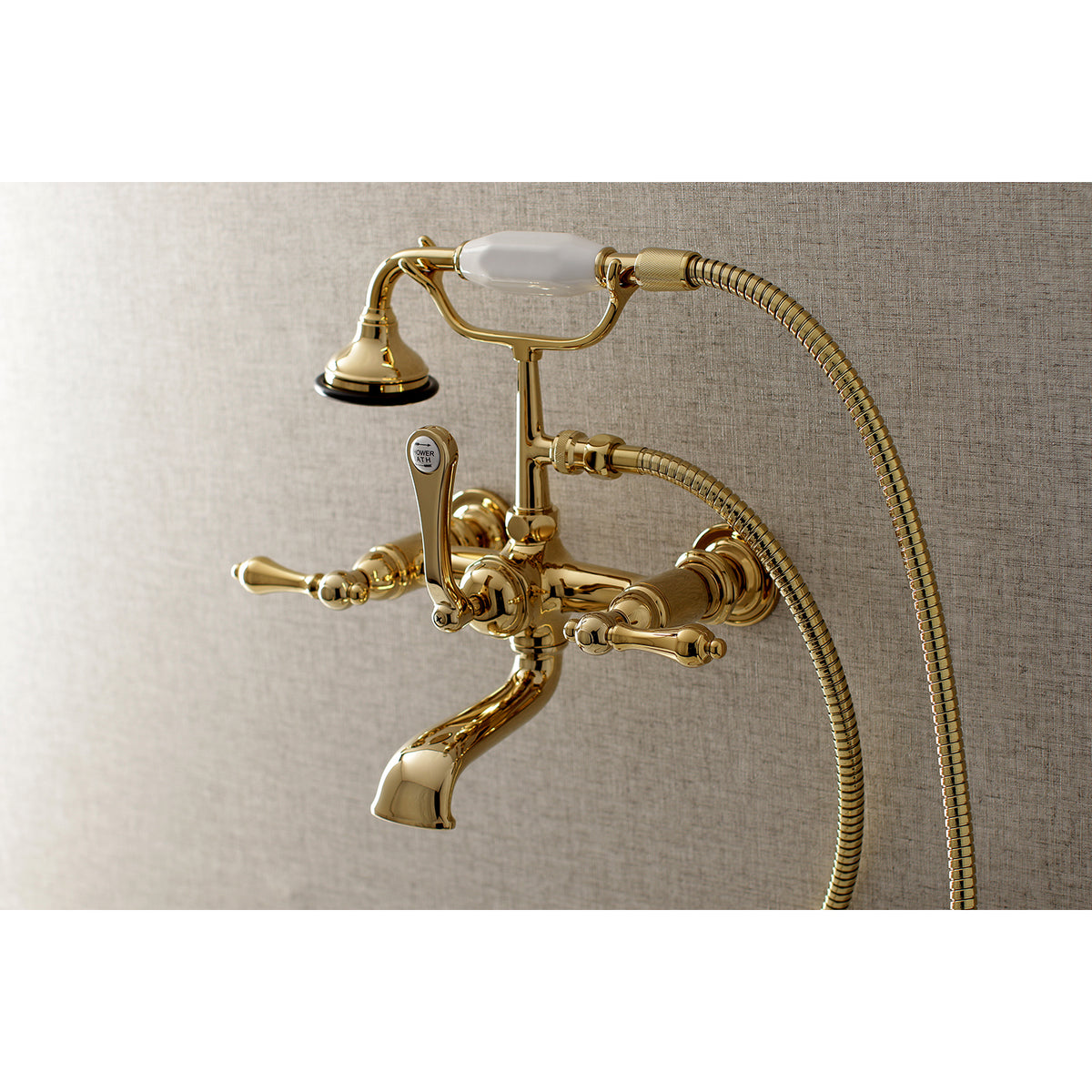 Aqua Vintage 7-Inch Wall Mount Tub Faucet with Hand Shower