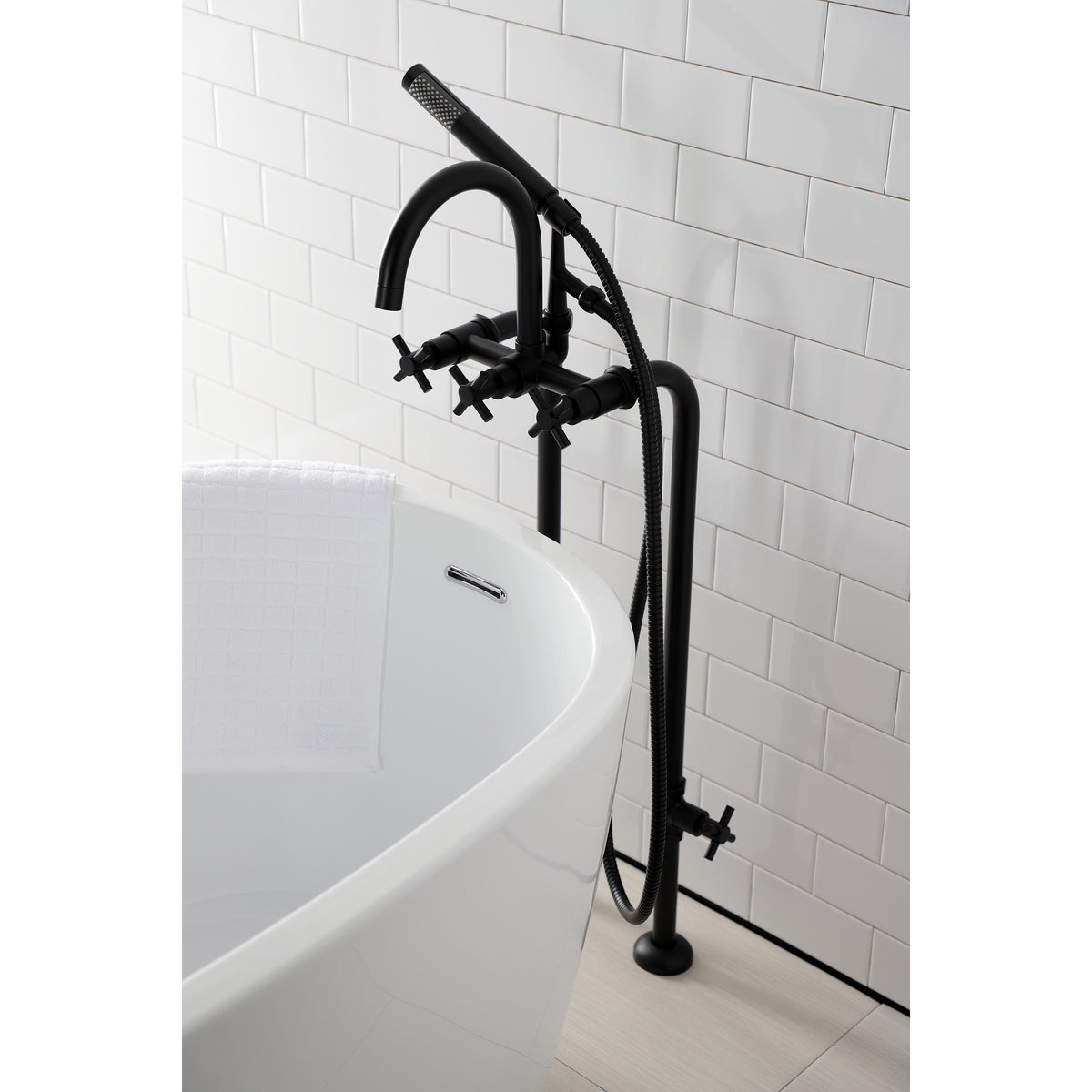 Aqua Vintage Concord Freestanding Tub Faucet with Supply Line, Stop Valve