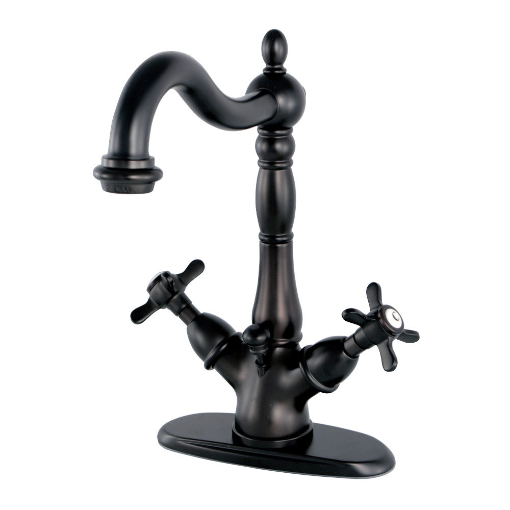 Kingston Brass KS1435BEX Essex Two-Handle Bathroom Faucet with Brass Pop-Up and Cover Plate