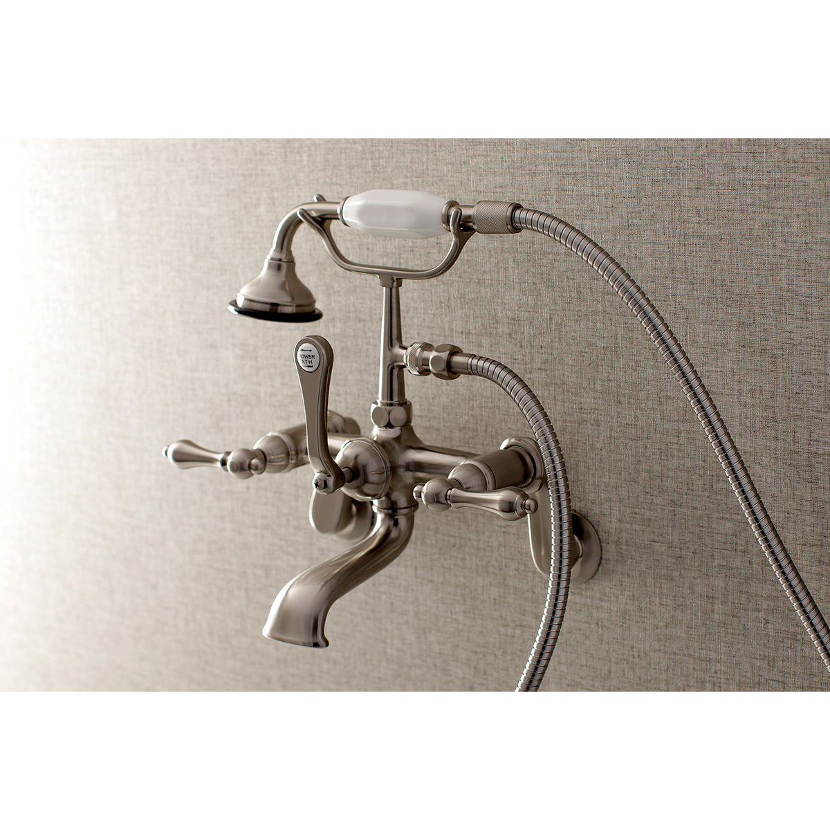 Aqua Vintage 7-Inch Adjustable Wall Mount Tub Faucet with Hand Shower