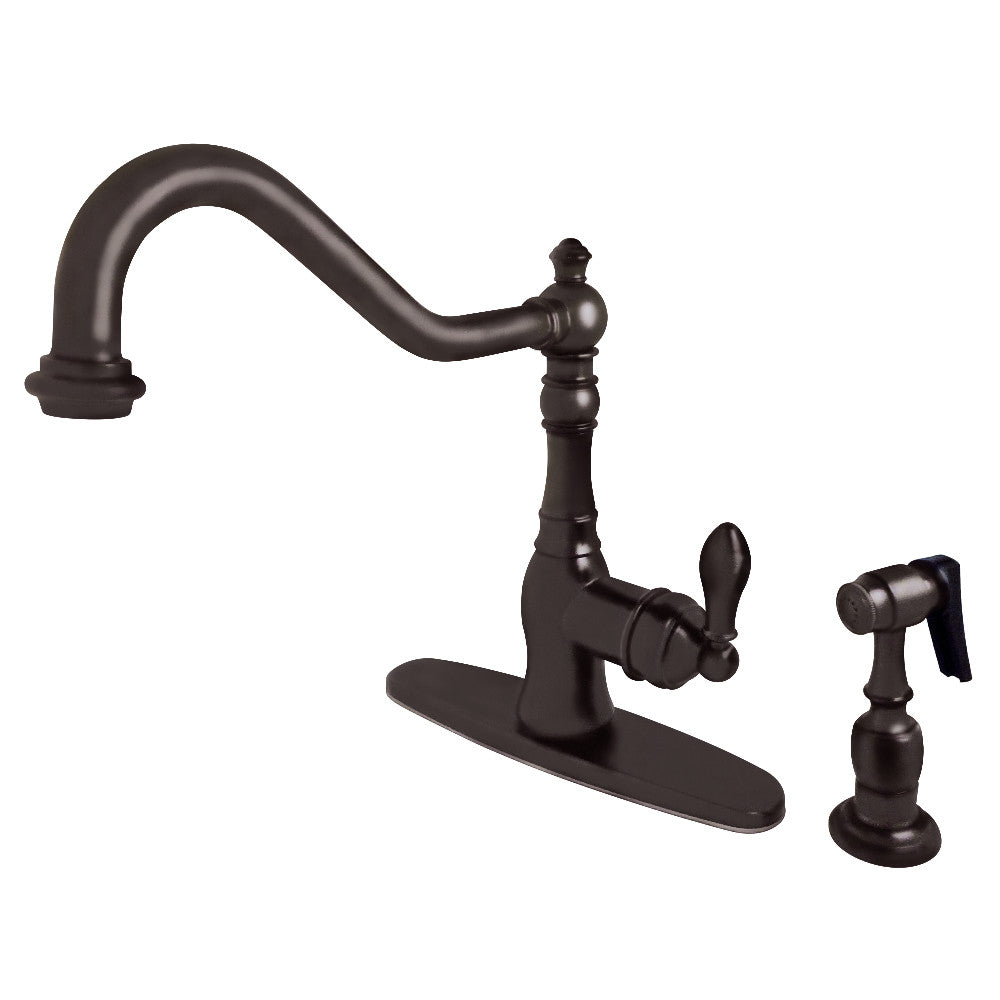 Gourmetier GSY7708ACLBS American Classic Single-Handle Kitchen Faucet with Brass Sprayer