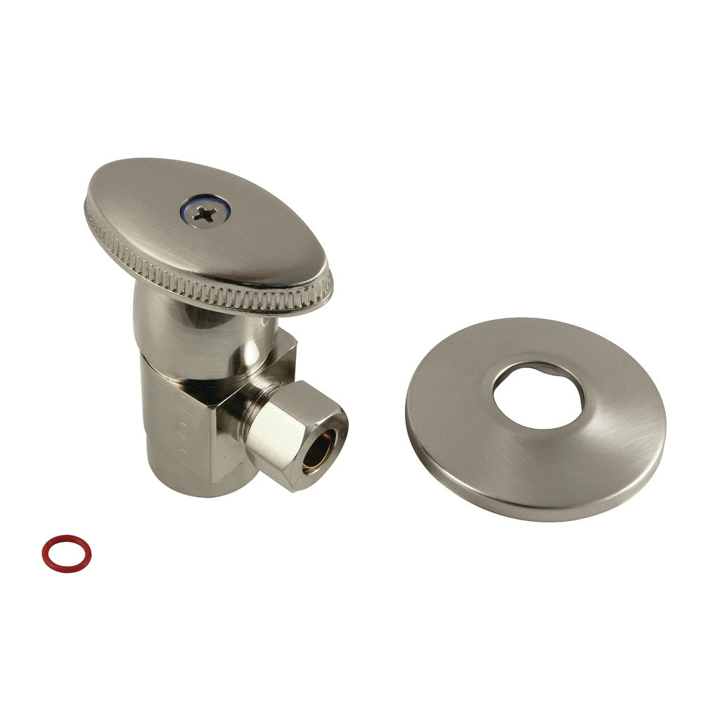 Kingston Brass 1/2"IPS x 3/8"O.D. Anti-Seize Deluxe Quarter-Turn Ceramic Hardisc Cartridge Angle Stop with Flange