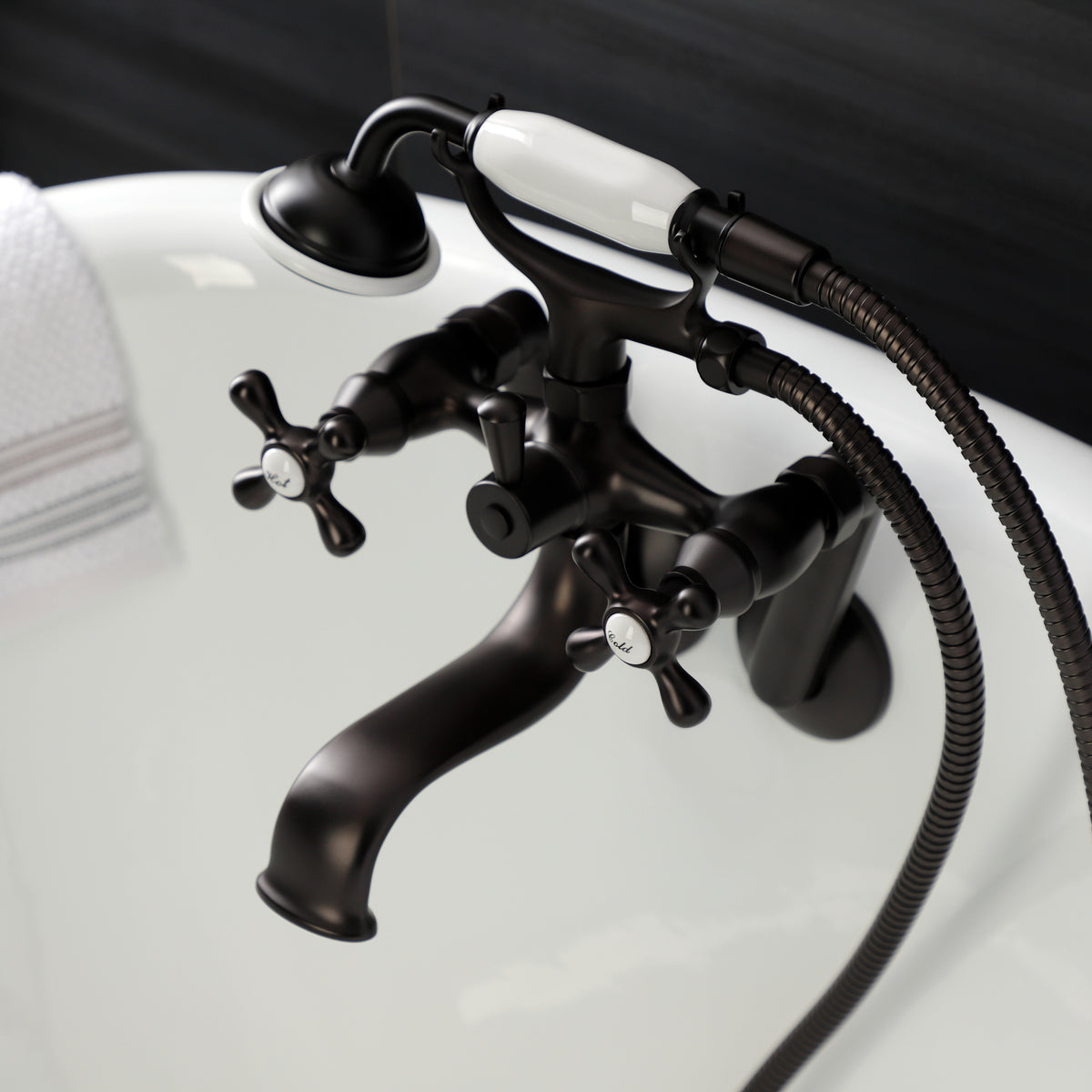 Kingston Wall Mount Clawfoot Tub Faucet with Hand Shower