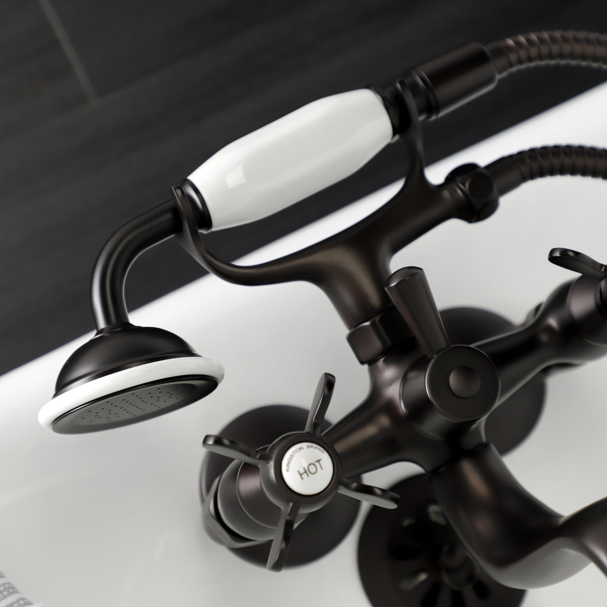 Essex Wall Mount Clawfoot Tub Faucet with Hand Shower