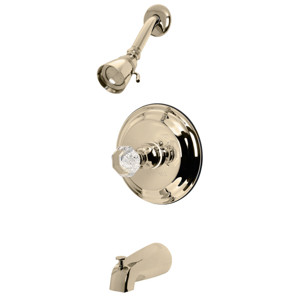 Celebrity Tub and Shower Faucet with Single Crystal Octagonal Knob Handle
