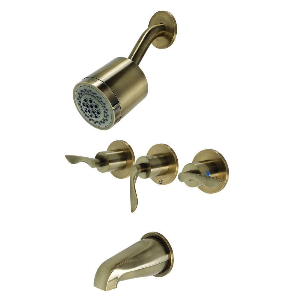 Serena Three-Handle Tub and Shower Faucet