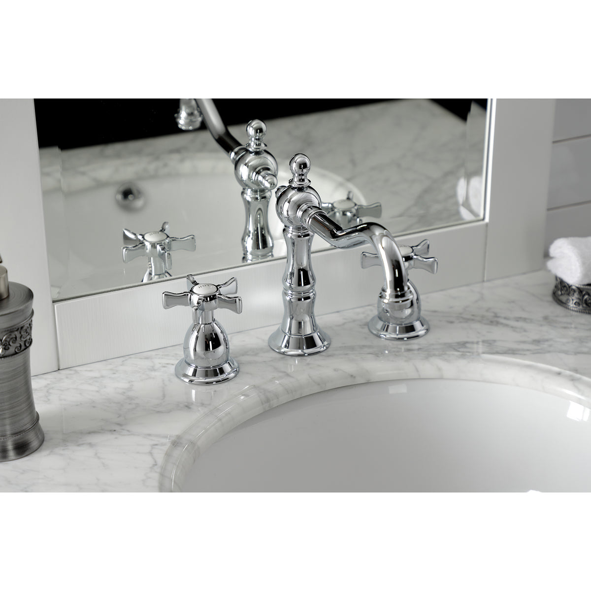 Kingston Brass KS1977NX Hamilton Widespread Bathroom Faucet with Brass Pop-Up