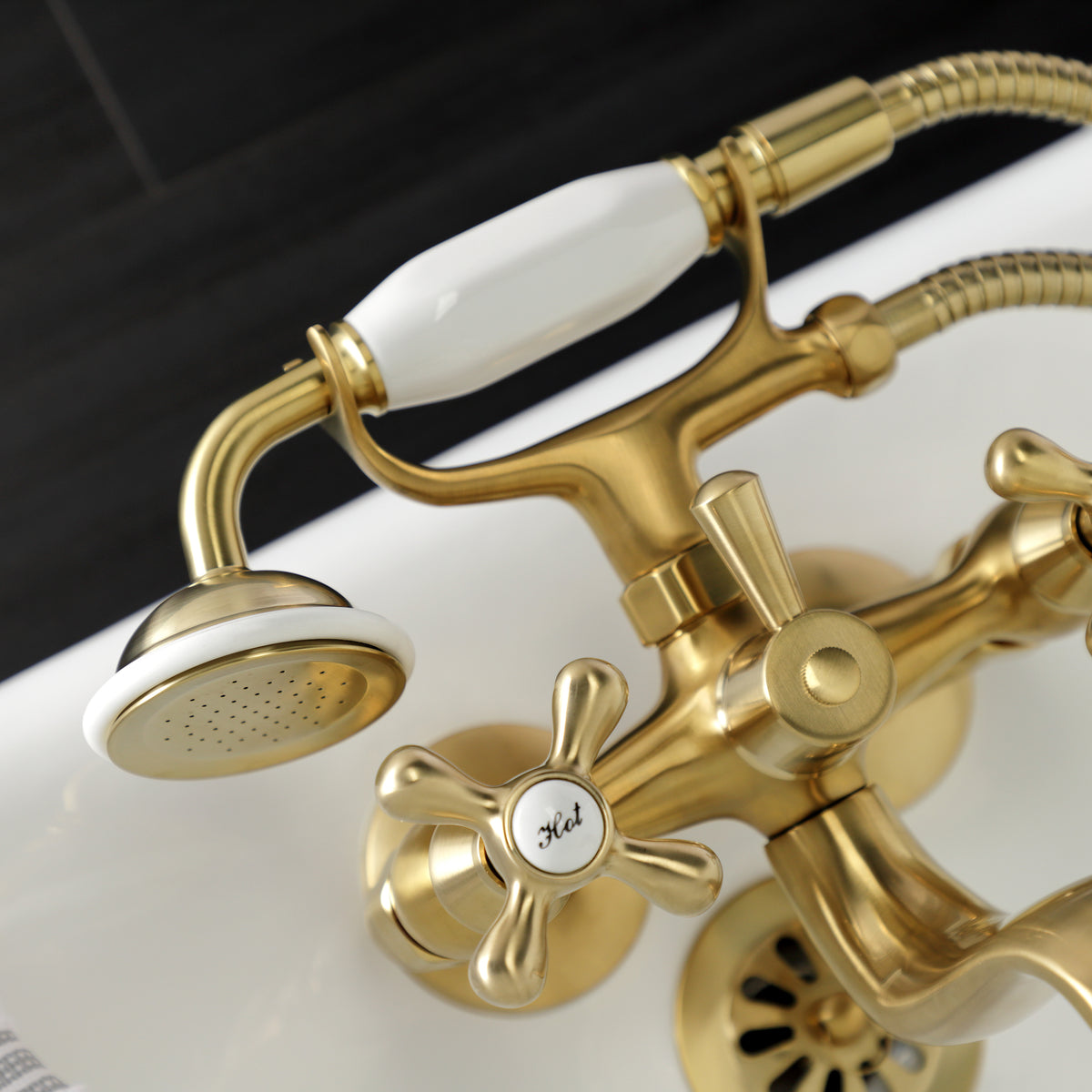 Kingston Wall Mount Clawfoot Tub Faucet with Hand Shower