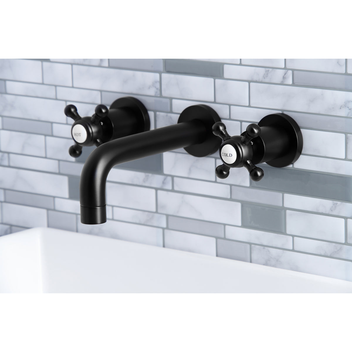 Kingston Brass KS8121BX Metropolitan 2-Handle 8 in. Wall Mount Bathroom Faucet