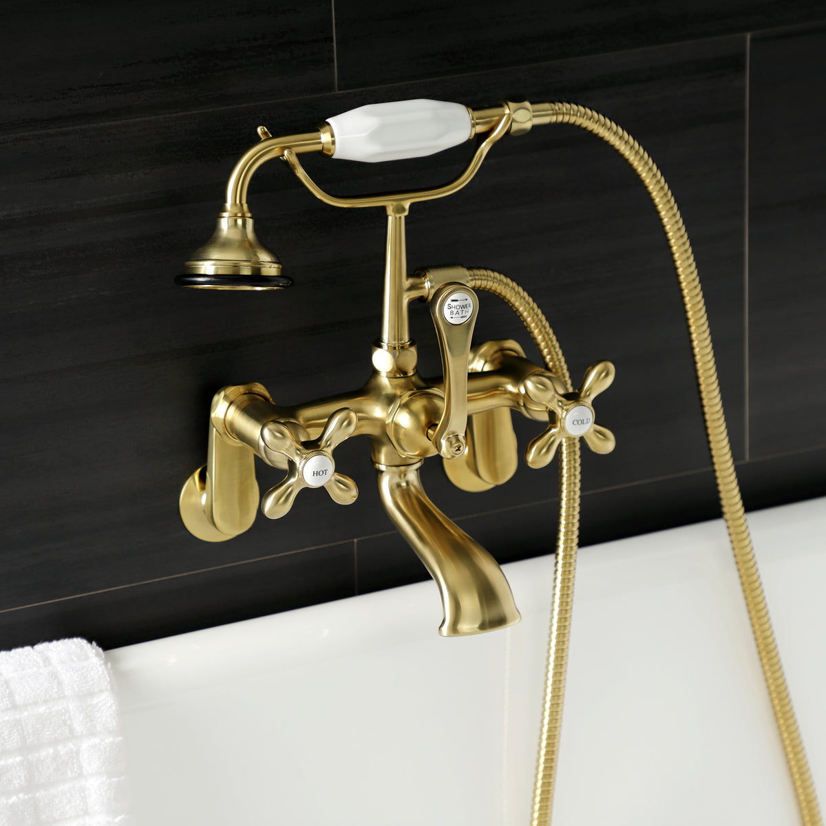 Aqua Vintage Wall Mount Tub Faucet with Hand Shower
