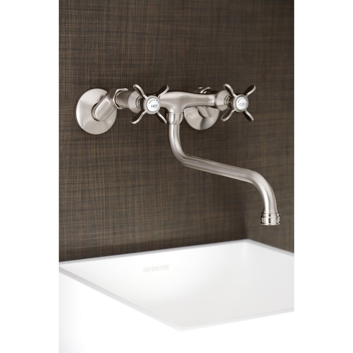 Kingston Brass KS115SN Essex Two Handle Wall Mount Bathroom Faucet