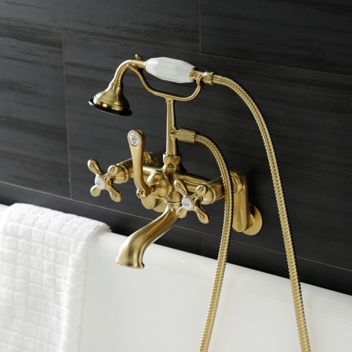 Aqua Vintage Wall Mount Tub Faucet with Hand Shower