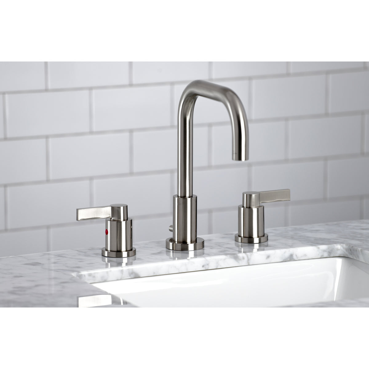 Kingston Brass FSC8938NDL NuvoFusion Widespread Bathroom Faucet with Brass Pop-Up