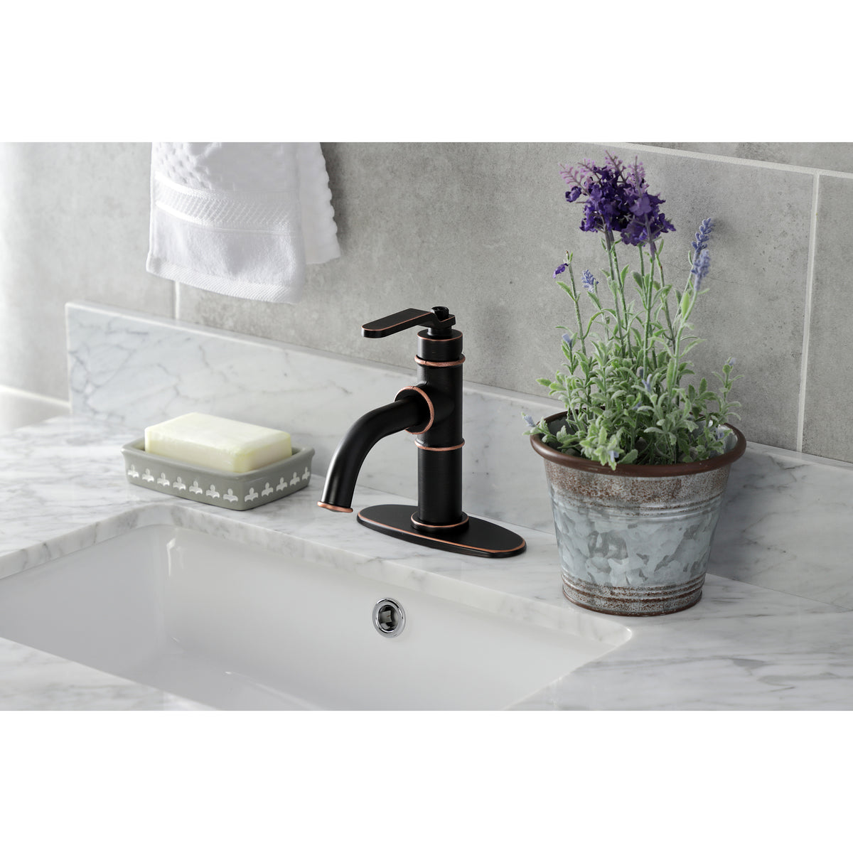 Kingston Brass KSD2828KL Whitaker Single-Handle Bathroom Faucet with Push Pop-Up