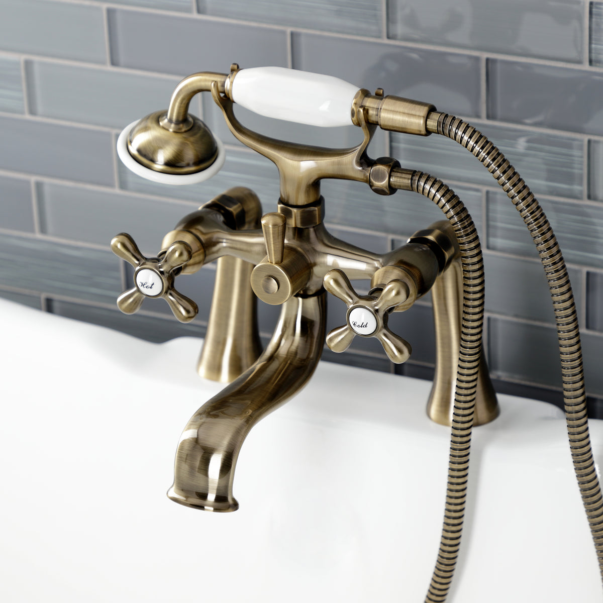 Kingston Deck Mount Clawfoot Tub Faucet with Hand Shower