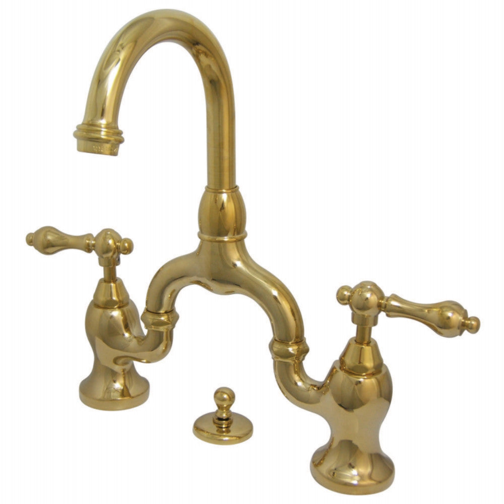 Kingston Brass KS7995AL English Country Bridge Bathroom Faucet with Brass Pop-Up