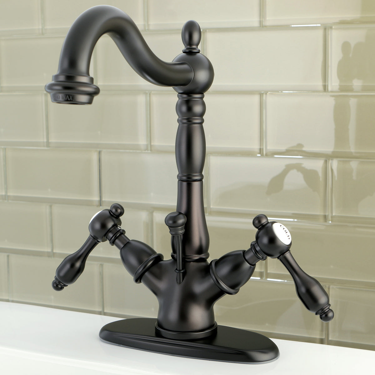 Kingston Brass KS1435TAL Tudor Two-Handle Bathroom Faucet with Brass Pop-Up and Cover Plate