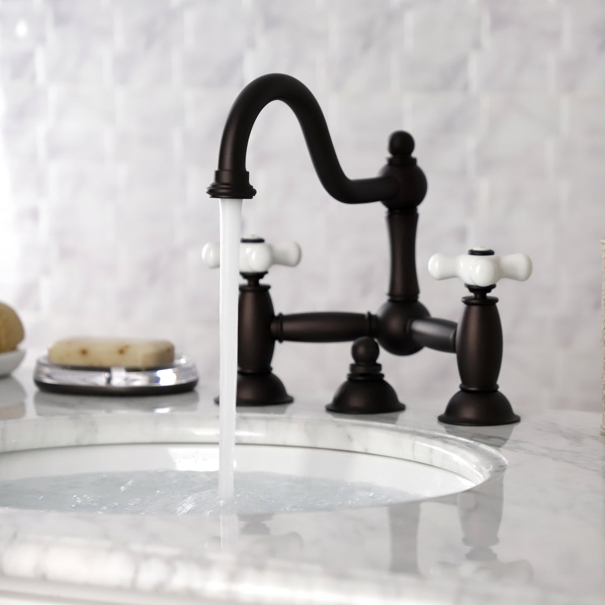 Kingston Brass KS3911PX Restoration Bathroom Bridge Faucet