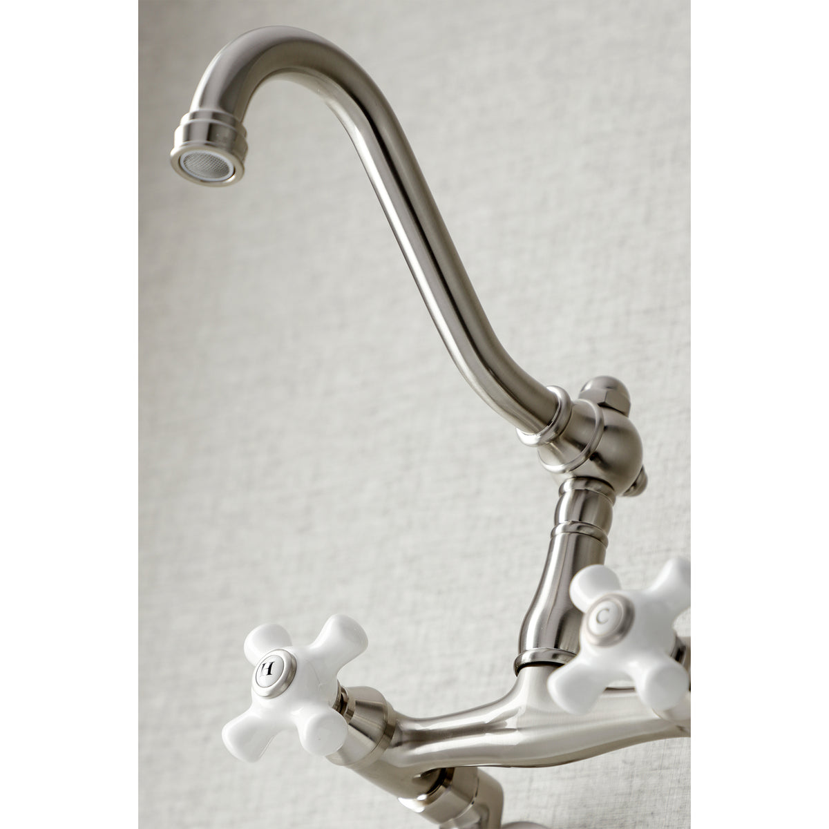 Kingston Brass KS3222PX Vintage 6" Adjustable Center Wall Mount Kitchen Faucet