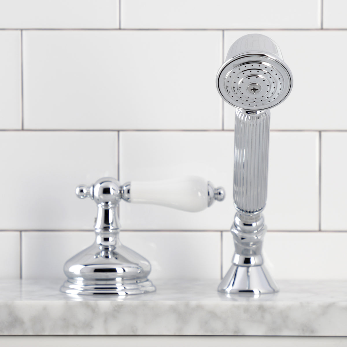 Kingston Brass Deck Mount Hand Shower with Diverter for Roman Tub Faucet