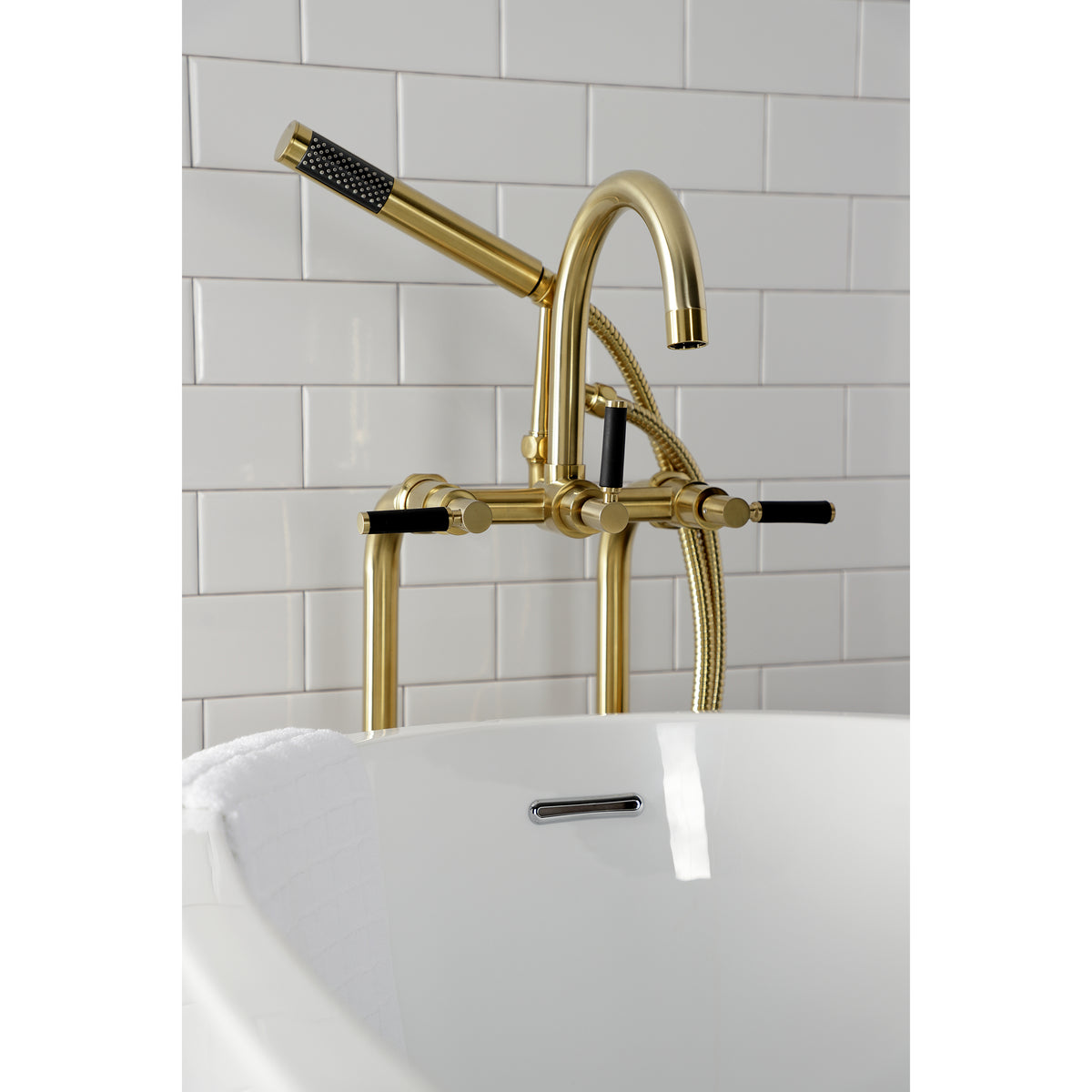 Aqua Vintage Concord Freestanding Tub Faucet with Supply Line, Stop Valve