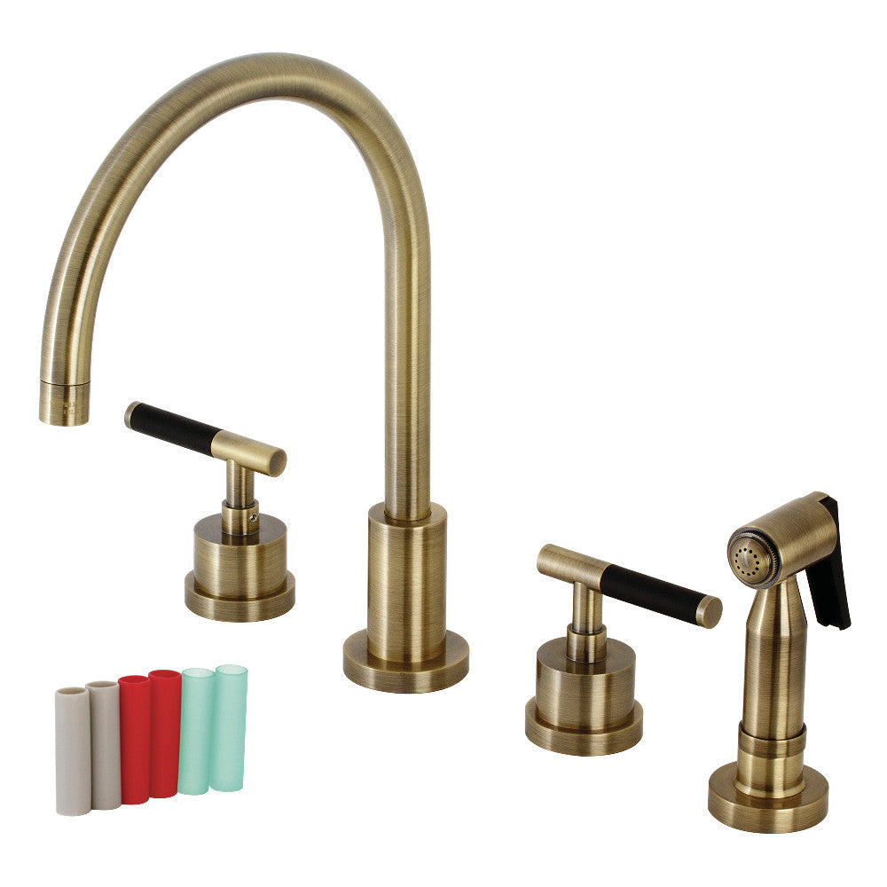 Kingston Brass KS8728CKLBS Kaiser Widespread Kitchen Faucet with Brass Sprayer
