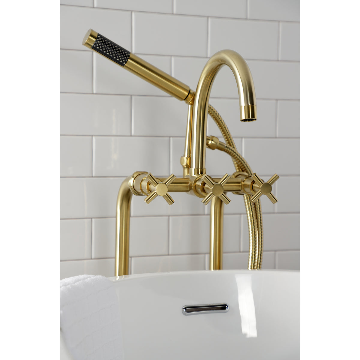 Aqua Vintage Concord Freestanding Tub Faucet with Supply Line, Stop Valve