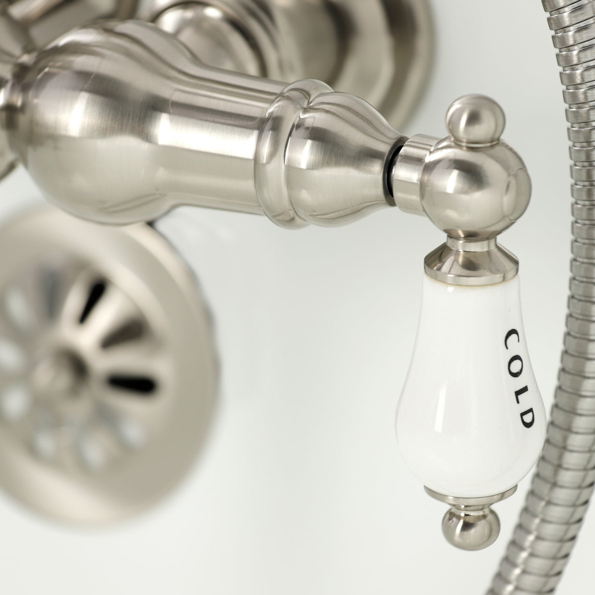 Vintage 3-3/8" Tub Wall Mount Clawfoot Tub Faucet with Hand Shower
