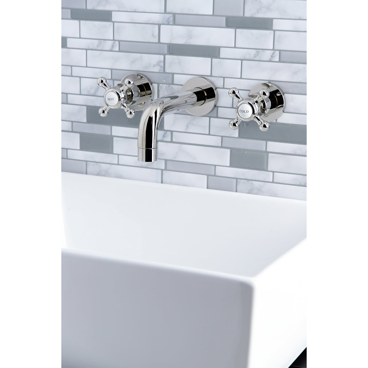 Kingston Brass KS8121BX Metropolitan 2-Handle 8 in. Wall Mount Bathroom Faucet