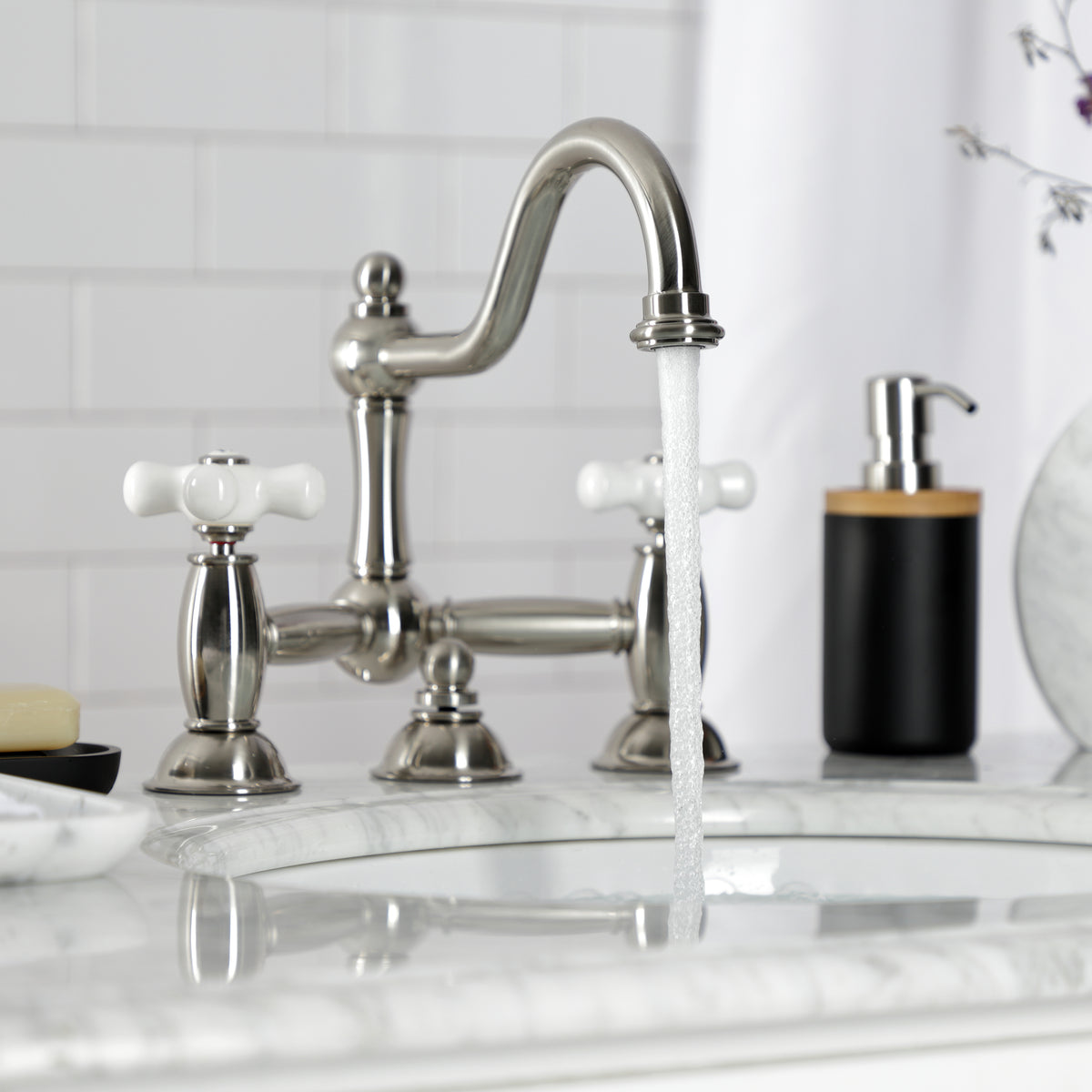 Kingston Brass KS3911PX Restoration Bathroom Bridge Faucet