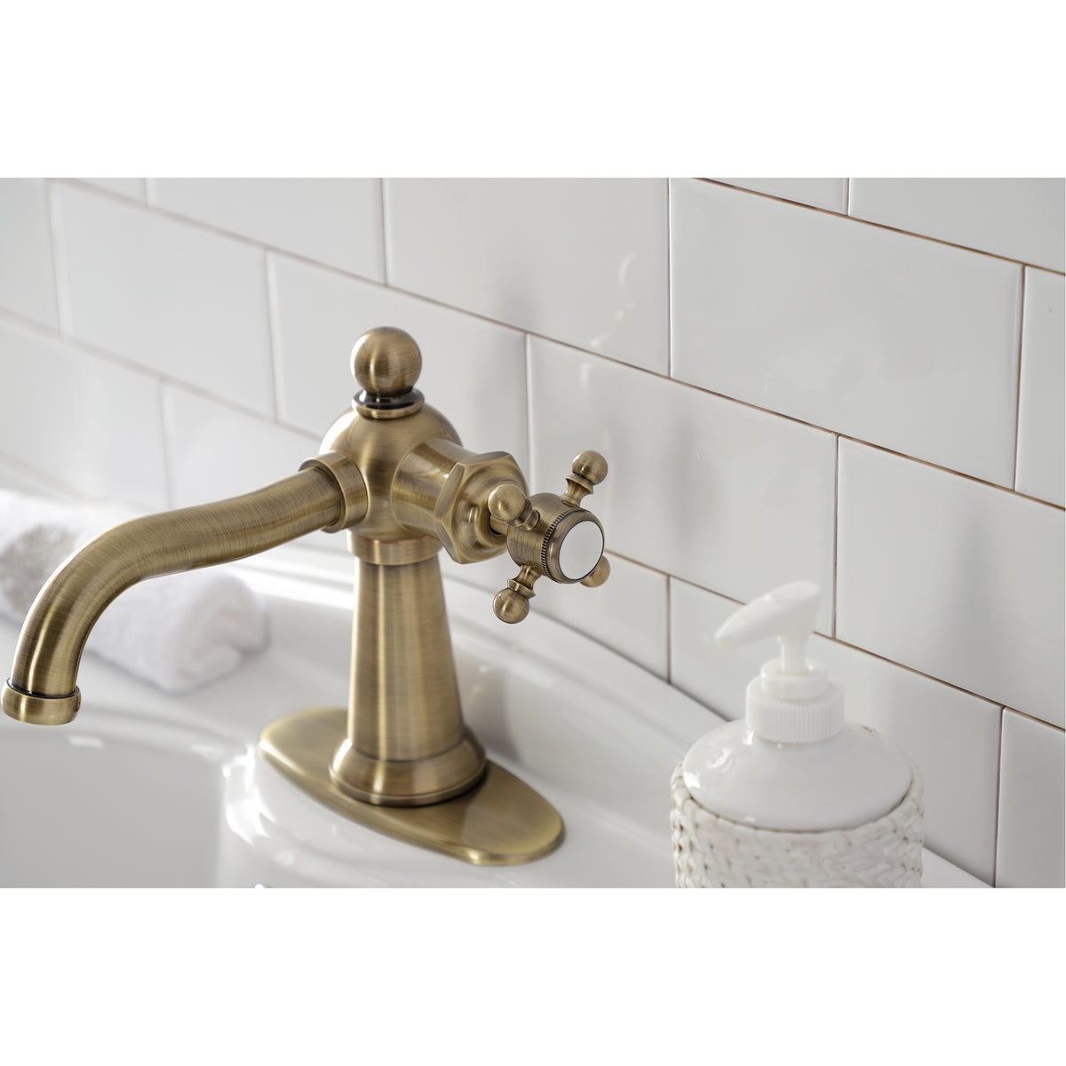 Kingston Brass KSD154BXPB Nautical Single-Handle Bathroom Faucet with Push Pop-Up