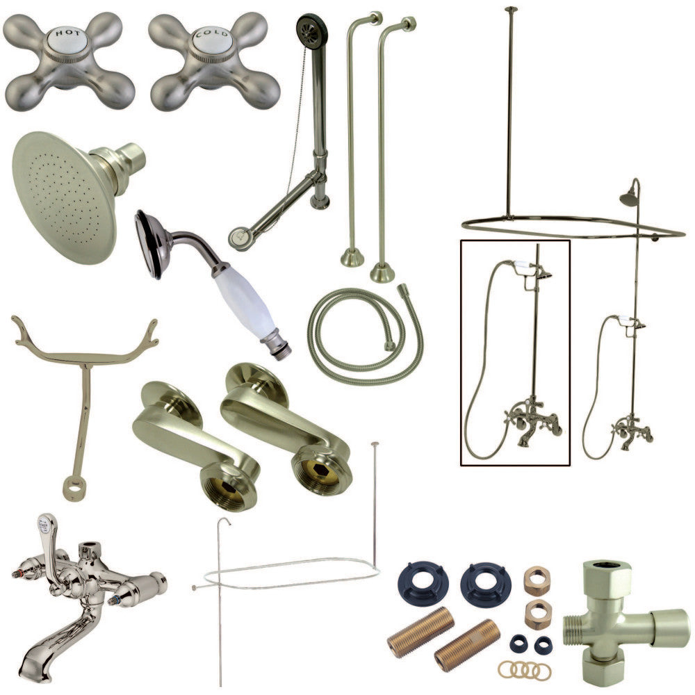 Vintage Clawfoot Tub Faucet Package with Shower Enclosure